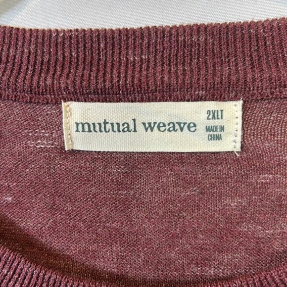 Mutual Weave Maroon Crewneck lightweight shirt. Size 2XLT New Burgandy - Picture 2 of 7